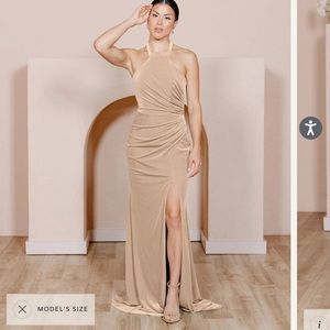 Revelry Fallon Velvet Dress - Gold Champagne 623